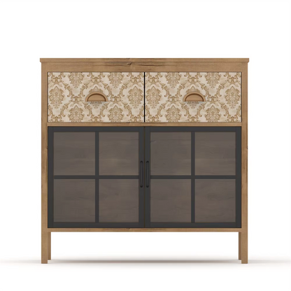 Elegant And Spacious Wooden Cabinet With Glass Door