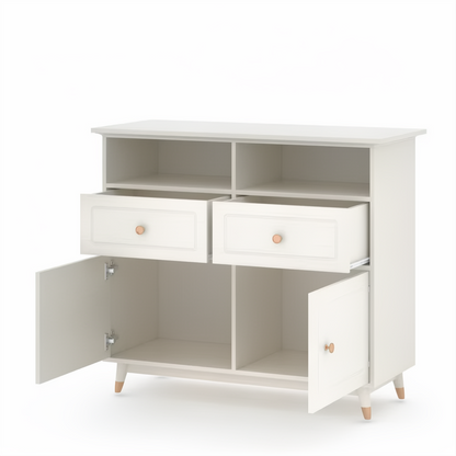 Cream White Elegant Wooden Cabinet