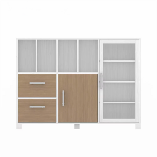 Wide White Wooden Bookcase