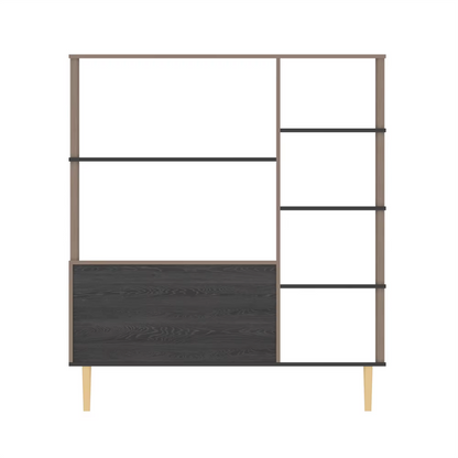 Large Taupe Wooden Shelf Bookcase