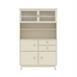 High Dining White Pantry Cabinet Storage Hutch With Reed Glass Doors