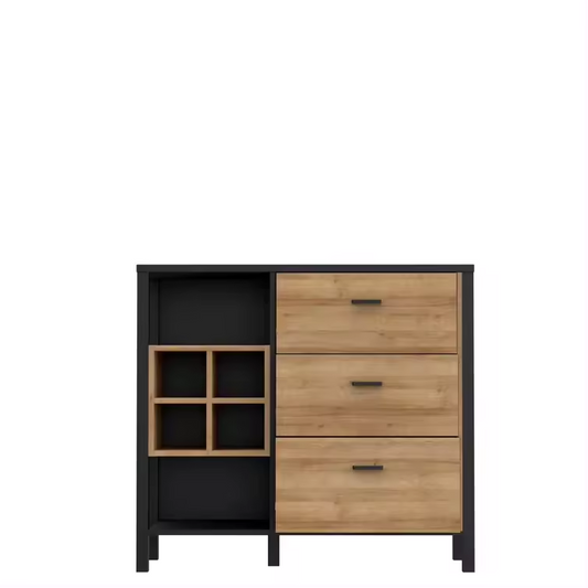 Black Frame Wood Wine Bar Cabinet